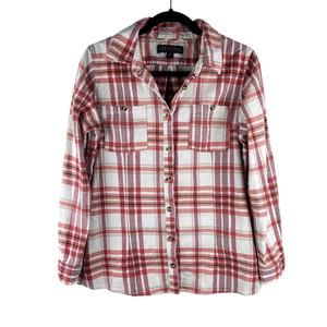 Lincoln Outfitters Red & White Flannel Button Down Shirt‎ Size Large